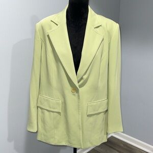 Bloomingdale’s women’s size 16W lime green blazer jacket one button closure